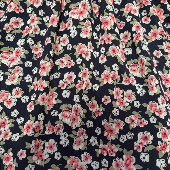 Aqua Floral Mini Dress | Ruffle Hem V-Neck Tie Waist Sleeveless | Size Small - Picture 6 of 6